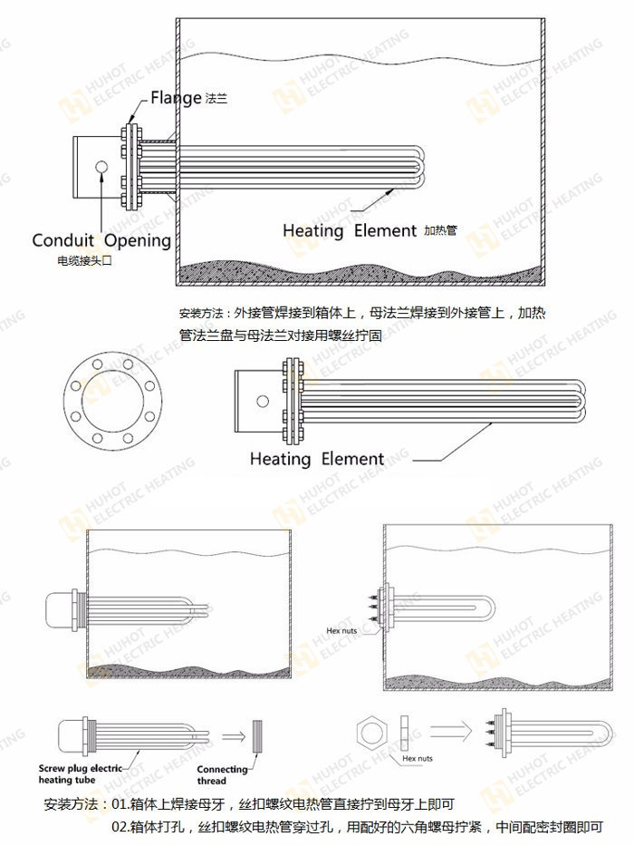 油槽加热丝扣电加热管安装示意图，供您参考。